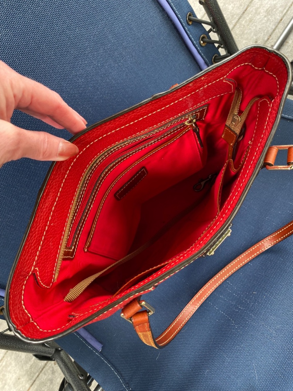 DOONEY & BOURKE Red Pebble Leather Small Lexington Tote Bag GUC - Picture 7 of 17